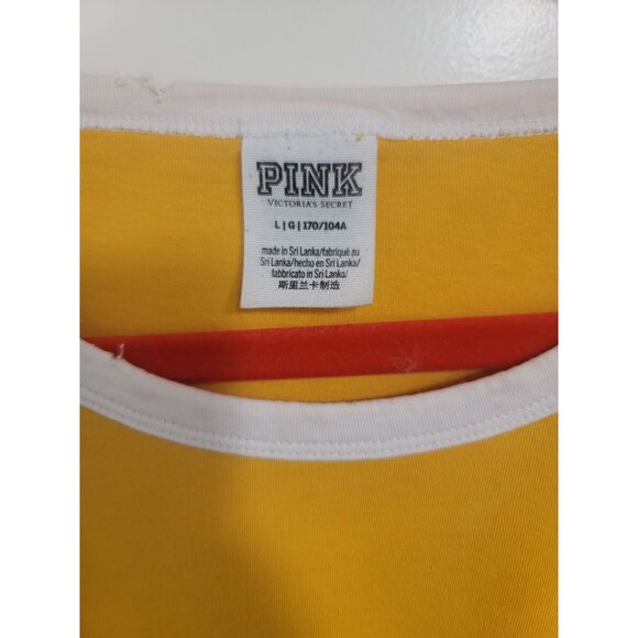Victoria's Secret Pink Yellow Long Sleeve Shirt With Black Stripe Accents Size L - Picture 4 of 13